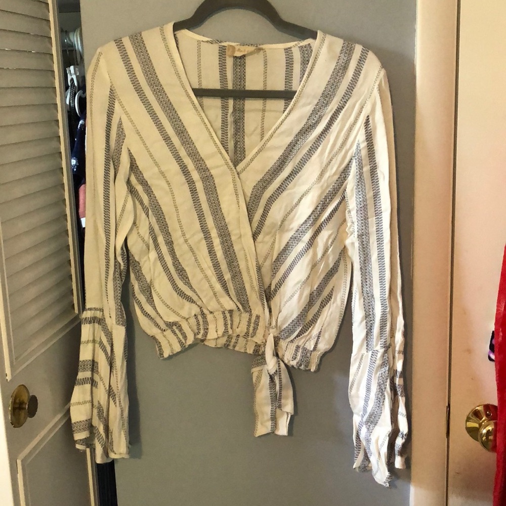 Blue and White Blouse